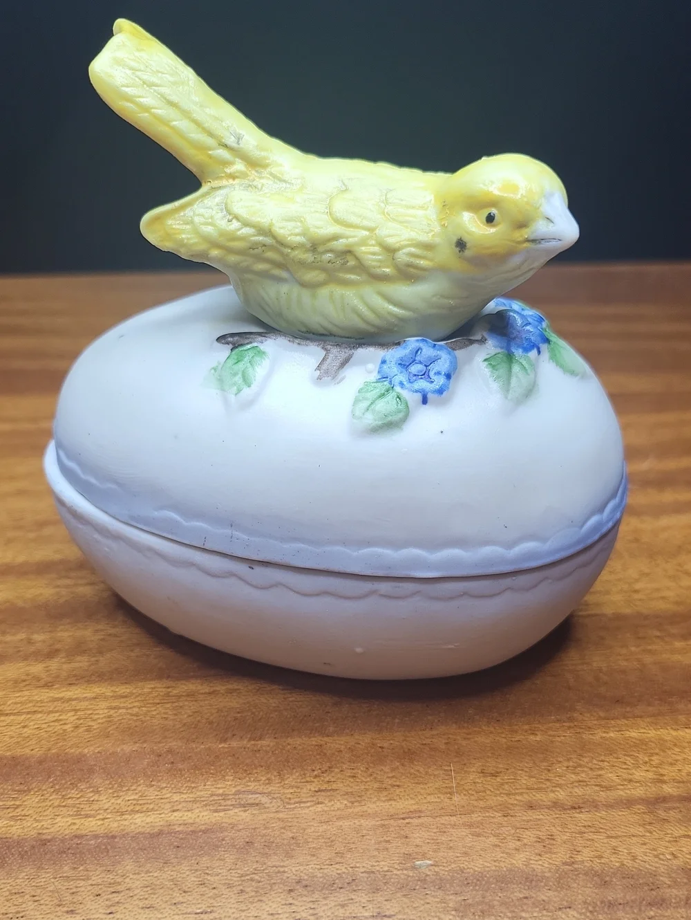Yellow Ceramic Bird Trinket Box
